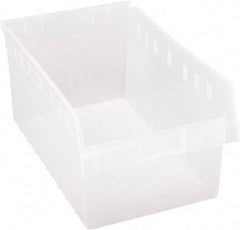 Quantum Storage - 23-5/8" Deep, Clear Polypropylene Hopper Shelf Bin - 8" High x 11-1/8" Wide x 23-5/8" Long - USA Tool & Supply