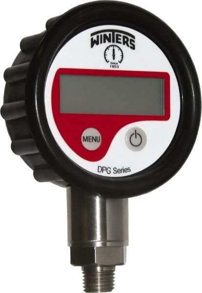 Winters - 2-1/2" Dial, 1/4 Thread, 0-15 Scale Range, Pressure Gauge - Lower Connection Mount, Accurate to 0.01% of Scale - USA Tool & Supply