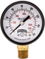 Winters - 2" Dial, 1/4 Thread, 0-160 Scale Range, Pressure Gauge - Lower Connection Mount, Accurate to 3-2-3% of Scale - USA Tool & Supply