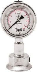 Winters - 2-1/2" Dial, 1-1/2 Thread, 0-200 Scale Range, Pressure Gauge - Lower Connection Mount, Accurate to 1.5% of Scale - USA Tool & Supply