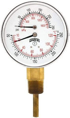 Winters - 3" Dial, 1/2 Thread, 0-250 Scale Range, Pressure Gauge - Lower Connection Mount, Accurate to 0.03% of Scale - USA Tool & Supply