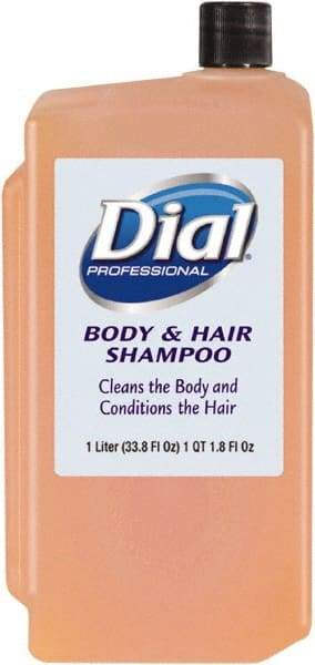 Dial - 1 L Bottle Peach Hair & Body Wash - Clear Amber - USA Tool & Supply