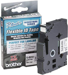 Brother - 1/2" Wide x 314.4" Long, White Plastic/Paper Tape Cassette - For Label Maker - USA Tool & Supply