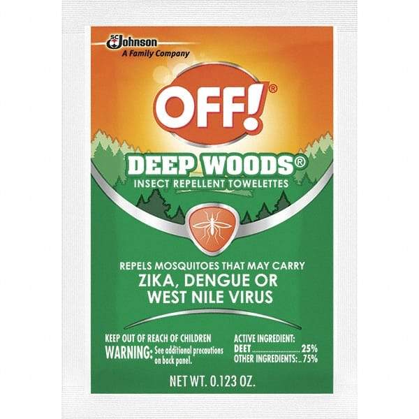 OFF! - 12 Count 25% DEET Towelette - For Chiggers, Fleas, Flies, Mosquitoes, Ticks - USA Tool & Supply