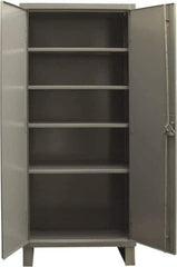 Durham - 4 Shelf Locking Storage Cabinet - Steel, 36" Wide x 18" Deep x 78" High, Gray - USA Tool & Supply