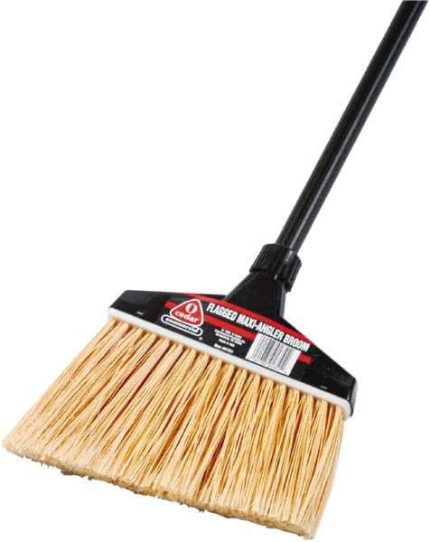 O-Cedar - 13" Wide, Synthetic Bristles, 51" Vinyl-Coated Metal Handle, Angled Broom - Flagged - USA Tool & Supply