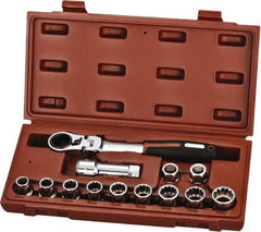 Paramount - 13 Piece 3/4" Drive Deep Well Socket Set - 12 Points, 10mm to 19mm Range, Metric Measurement Standard - USA Tool & Supply
