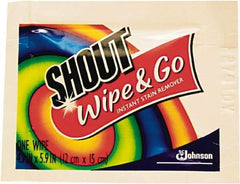 Shout - Pre-Moistened General Purpose Wipes - Packet, 4-3/4" x 5-7/8" Sheet Size, White - USA Tool & Supply