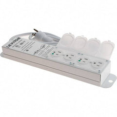 Leviton - 4 Outlets, 125 VAC15 Amps, 7' Cord, Standard Power Outlet Strip - Wall/Surface Mount, 5-20 NEMA Configuration, 1' Strip, UL 60601-1 - USA Tool & Supply