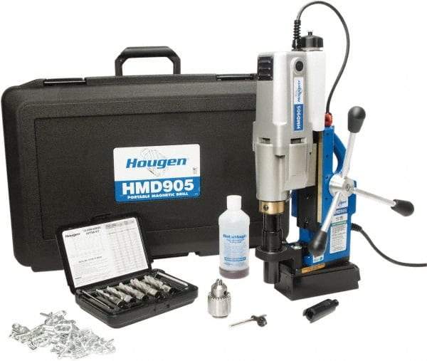 Hougen - 2" Travel, Portable Magnetic Drill Press - 250 & 450 RPM, 9 Amps, 1.5 hp, 1035 Watts - USA Tool & Supply