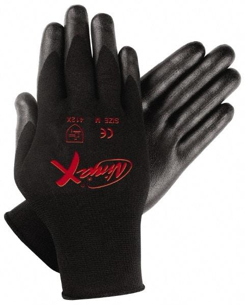 MCR Safety - Size L (9) Nitrile Coated Nylon General Protection Work Gloves - For General Purpose, Palm & Fingers Coated, Knit Wrist Cuff, Full Fingered, Black, Paired - USA Tool & Supply