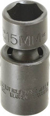 Proto - 3/8" Drive 15mm Standard Universal Impact Socket - 6 Points, 2-3/32" OAL - USA Tool & Supply