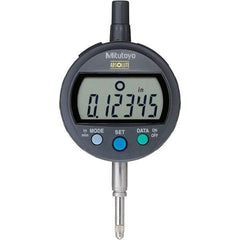 Mitutoyo - 0 to 1/2" Range, 0.00005" Graduation, Electronic Drop Inidicator - Flat Back, 0.00012" Accuracy, LCD Display, Inch & Metric - USA Tool & Supply