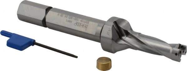 Iscar - 1-1/2" Max Drill Depth, 3xD, 1/2" Diam, Indexable Insert Drill - 2 Inserts, 5/8" Shank Diam, Straight Shank - USA Tool & Supply