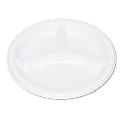 Tablemate Products - Plastic Dinnerware, Compartment Plates, 9" Diam, White, 125/Pack - USA Tool & Supply