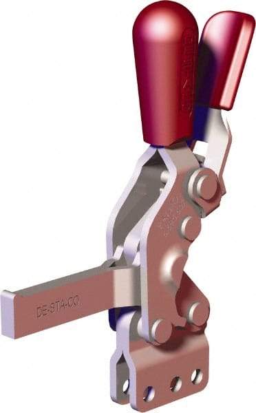 De-Sta-Co - 607 Lb Holding Capacity, Vertical Handle, Manual Hold Down Toggle Clamp - 66° Handle Movement, 75° Bar Opening, Solid Bar, Straight Base, Carbon Steel - USA Tool & Supply