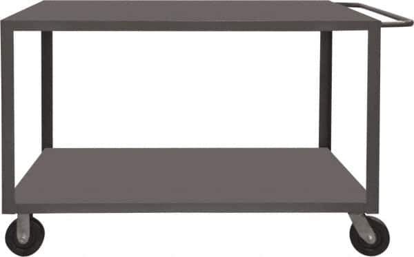 Durham - 4,000 Lb Capacity, 36" Wide x 48" Long x 37-1/2" High Heavy Duty Service Cart - 2 Shelf, Steel, 2 Rigid/2 Swivel Casters - USA Tool & Supply