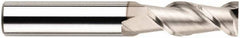 SGS - 3/8", 2-1/2" LOC, 3/8" Shank Diam, 4-1/4" OAL, 2 Flute, Solid Carbide Square End Mill - Single End, Uncoated, Spiral Flute, 45° Helix, Centercutting, Right Hand Cut, Right Hand Flute, Series 44 - USA Tool & Supply