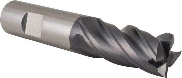SGS - 3/4", 1-1/2" LOC, 3/4" Shank Diam, 4" OAL, 4 Flute, Solid Carbide Square End Mill - Single End, AlTiN Finish, Spiral Flute, Right Hand Cut, Right Hand Flute, Series Z1 - USA Tool & Supply