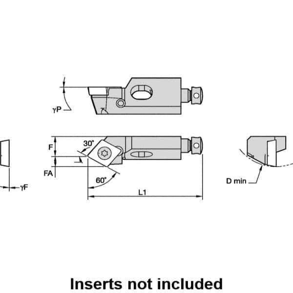 Kennametal - Series Screw-On, Left Hand, SCTP Toolholder Compatibility, CP.. Insert Compatibility, Indexable Turning Cartridge - Screw Holding Method, 32mm OAL x 7mm OAW x 11mm OAH - USA Tool & Supply