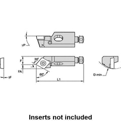 Kennametal - Series Screw-On, Left Hand, SCTP Toolholder Compatibility, CP.. Insert Compatibility, Indexable Turning Cartridge - Screw Holding Method, 32mm OAL x 7mm OAW x 11mm OAH - USA Tool & Supply