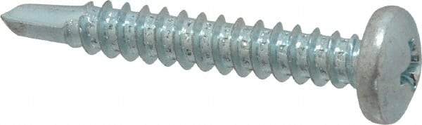 Value Collection - #10, Pan Head, Phillips Drive, 1-1/4" Length Under Head, #3 Point, Self Drilling Screw - Grade 1016-1024 Steel, Zinc-Plated Finish - USA Tool & Supply