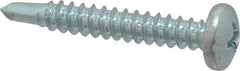 Value Collection - #10, Pan Head, Phillips Drive, 1-1/4" Length Under Head, #3 Point, Self Drilling Screw - Grade 1016-1024 Steel, Zinc-Plated Finish - USA Tool & Supply