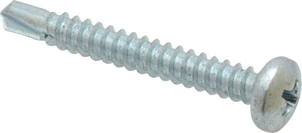 Value Collection - #10, Pan Head, Phillips Drive, 1-1/2" Length Under Head, #2 Point, Self Drilling Screw - Grade 1016-1024 Steel, Zinc-Plated Finish - USA Tool & Supply