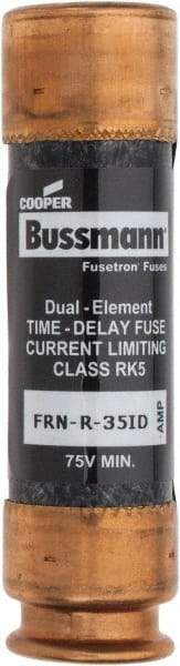 Cooper Bussmann - 125 VDC, 250 VAC, 35 Amp, Time Delay General Purpose Fuse - Fuse Holder Mount, 76.2mm OAL, 20 at DC, 200 (RMS) kA Rating, 20.6mm Diam - USA Tool & Supply