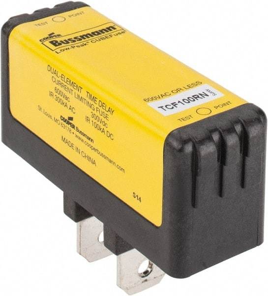 Cooper Bussmann - 300 VDC, 600 VAC, 100 Amp, Time Delay General Purpose Fuse - Plug-in Mount, 76.45mm OAL, 100 at DC, 200 (CSA RMS), 300 (UL RMS) kA Rating - USA Tool & Supply