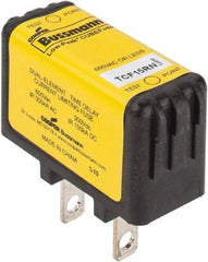 Cooper Bussmann - 300 VDC & 600 VAC, 15 Amp, Time Delay General Purpose Fuse - Plug-in Mount, 47.75mm OAL, 100 at DC, 200 (CSA RMS), 300 (UL RMS) kA Rating - USA Tool & Supply