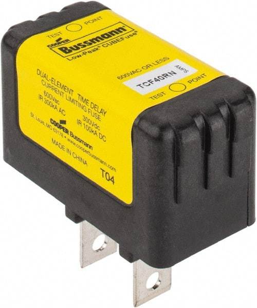 Cooper Bussmann - 300 VDC, 600 VAC, 40 Amp, Time Delay General Purpose Fuse - Plug-in Mount, 54.1mm OAL, 100 at DC, 200 (CSA RMS), 300 (UL RMS) kA Rating - USA Tool & Supply