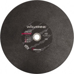 Weiler - 14" 46 Grit Aluminum Oxide Cutoff Wheel - 3/32" Thick, 1" Arbor, 4,400 Max RPM, Use with Chop Saws - USA Tool & Supply