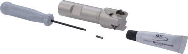 Iscar - 1" Cut Diam, 0.315" Max Depth of Cut, 3/4" Shank Diam, 3.38" OAL, Indexable Square Shoulder Helical End Mill - Weldon Shank, 90° Lead Angle, Through Coolant, Series Helitang - USA Tool & Supply
