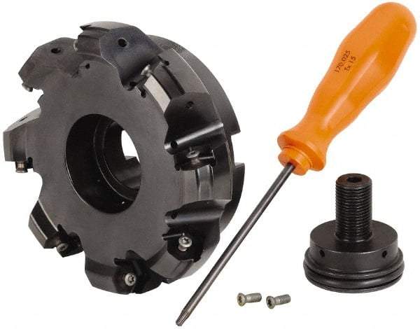 Kennametal - 8 Inserts, 4.744" Cutter Diam, 0.087" Max Depth of Cut, Indexable High-Feed Face Mill - 1-1/4" Arbor Hole Diam, 1.77" High, KSHR Toolholder, HNGJ 0905.. Inserts, Series Dodeka High-Feed - USA Tool & Supply