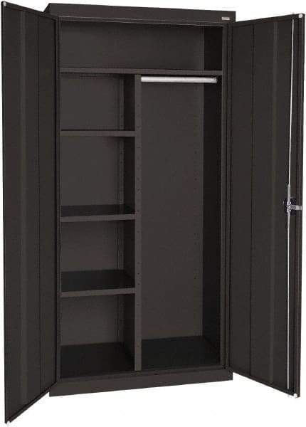 Sandusky Lee - 5 Shelf Combination Storage Cabinet - Steel, 46" Wide x 24" Deep x 72" High, Black - USA Tool & Supply