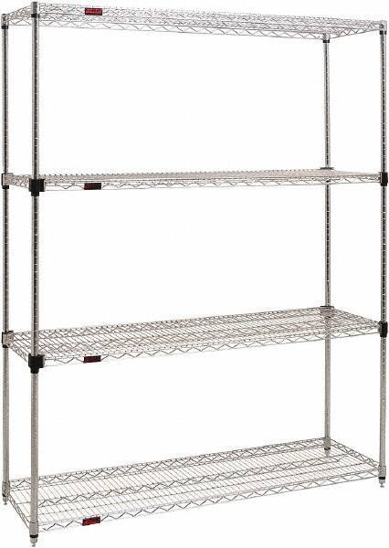 Eagle MHC - 4 Shelf Eagle MHC Wire Shelving - Starter Unit - 72" Wide x 24" Deep x 74" High, - USA Tool & Supply