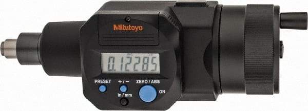 Mitutoyo - 0 to 50.8mm Range, 11mm Spindle Diameter, Flat Spindle Electronic Micrometer Head - 0.00005" Resolution, 0.00015" Accuracy, Data Output - USA Tool & Supply