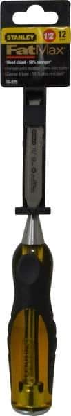 Stanley - 9" OAL x 1/2" Blade Width Wood Chisel - 1/2" Tip, Acetate & Rubber Grip Handle - USA Tool & Supply