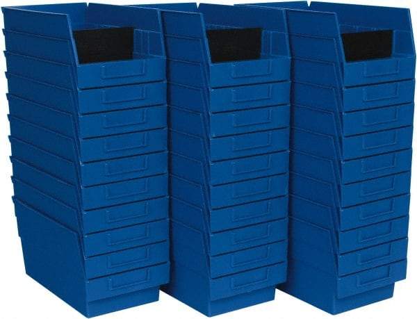 Quantum Storage - 50 Lb. Load Capacity, 11-5/8" Deep, Blue Polypropylene Hopper Shelf Bin - 6" High x 6-5/8" Wide x 11-5/8" Long - USA Tool & Supply