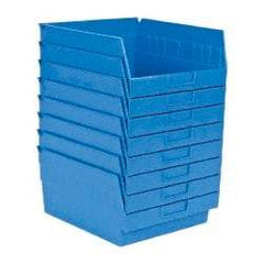 Quantum Storage - 50 Lb. Load Capacity, 11-5/8" Deep, Blue Polypropylene Hopper Shelf Bin - 6" High x 11-1/8" Wide x 11-5/8" Long - USA Tool & Supply