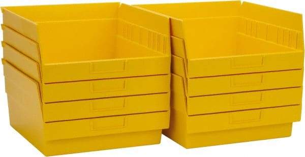 Quantum Storage - 50 Lb. Load Capacity, 11-5/8" Deep, Yellow Polypropylene Hopper Shelf Bin - 6" High x 11-1/8" Wide x 11-5/8" Long - USA Tool & Supply