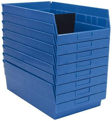 Quantum Storage - 50 Lb. Load Capacity, 17-7/8" Deep, Blue Polypropylene Hopper Shelf Bin - 6" High x 11-1/8" Wide x 17-7/8" Long - USA Tool & Supply