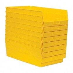 Quantum Storage - 50 Lb. Load Capacity, 17-7/8" Deep, Yellow Polypropylene Hopper Shelf Bin - 6" High x 11-1/8" Wide x 17-7/8" Long - USA Tool & Supply