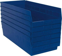 Quantum Storage - 50 Lb. Load Capacity, 23-5/8" Deep, Blue Polypropylene Hopper Shelf Bin - 6" High x 11-1/8" Wide x 23-5/8" Long - USA Tool & Supply