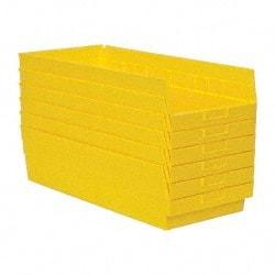 Quantum Storage - 50 Lb. Load Capacity, 23-5/8" Deep, Yellow Polypropylene Hopper Shelf Bin - 6" High x 11-1/8" Wide x 23-5/8" Long - USA Tool & Supply