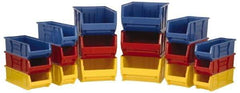 Quantum Storage - 100 Lb. Load Capacity, 29-7/8" Deep, Blue Polypropylene Hopper Stacking Bin - 15" High x 16-1/2" Wide x 29-7/8" Long - USA Tool & Supply