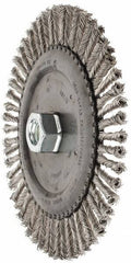 PFERD - 6-7/8" OD, 5/8-11 Arbor Hole, Knotted Stainless Steel Wheel Brush - 3/16" Face Width, 1-1/2" Trim Length, 0.02" Filament Diam, 9,000 RPM - USA Tool & Supply