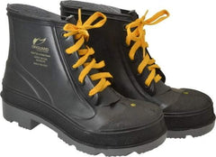 Dunlop Protective Footwear - Men's Size 6 Medium Width Steel Work Boot - Black, Polyurethane, PVC Upper, 6" High, Chemical Resistant, Non-Slip - USA Tool & Supply