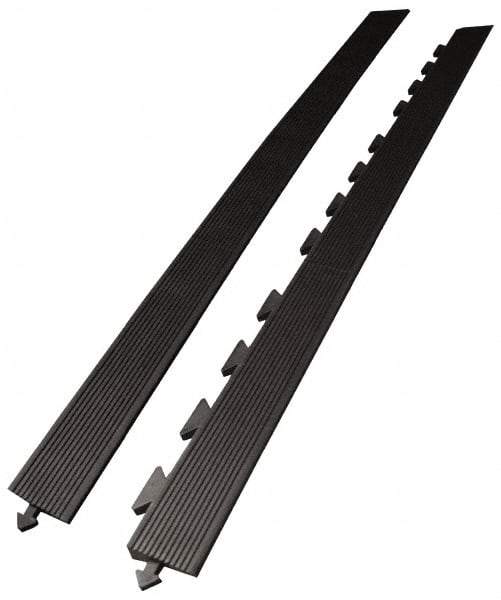Wearwell - 5' Long x 3' Wide x 5/8" Thick, Anti-Fatigue Modular Matting Ramp Edge - Female, 1 Interlocking Side, Black, For Dry Areas, Series 502 - USA Tool & Supply